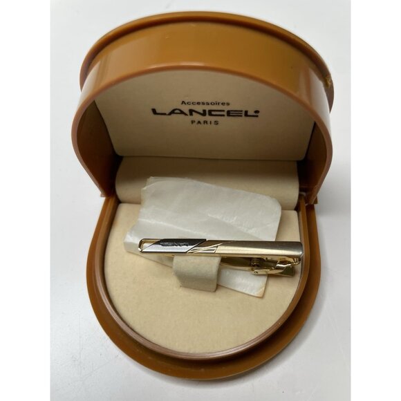 Lot Of 4 Tie Clips Metal Gold Uomo Charles Jourdan Trussardi Lancel Vintage - Picture 2 of 13